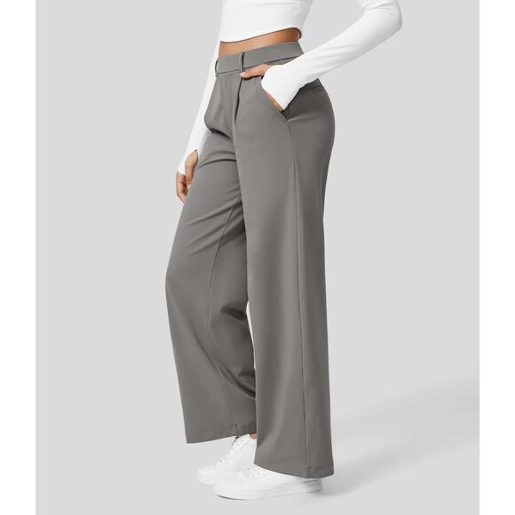 HALARA Pants - Halara Plicated Straight Leg Work Pants S Pull On High Waist Pockets Stretchy